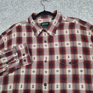 Orvis Active fit southwest aztec printed long sleeve shirt Men XL red blue white